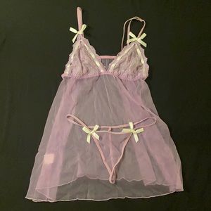 LILAC BABYDOLL TEDDY SET